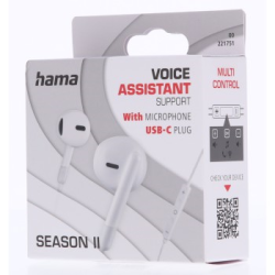 Hama USB-C sluchátka s mikrofonem Season II, pecky, bílá