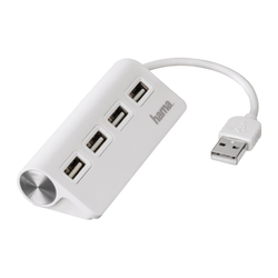 Hama USB 2.0 Hub 1:4, napájení USB, bílý