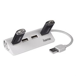 Hama USB 2.0 Hub 1:4, napájení USB, bílý