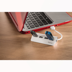 Hama USB 2.0 Hub 1:4, napájení USB, bílý