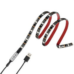 Hama USB LED světelný pásek s integrovaným ovládáním, RGB podsvícení, 1 m, 12 ks v displeji