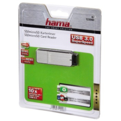 Hama čtečka karet USB 3.0 SD/microSD, stříbrná