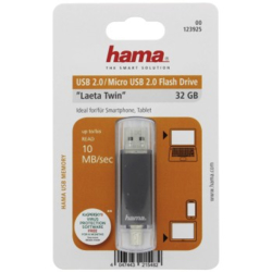 Hama flashPen "Laeta Twin" 32 GB 10 MB/s, šedá