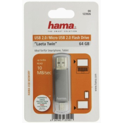 Hama flashPen "Leata Twin" 64 GB 10 MB/s USB 2.0, šedá