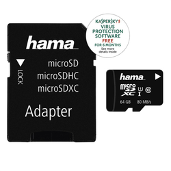 Hama microSDXC 64 GB Class 10 UHS-I 80 MB/s + Adapter/Mobile