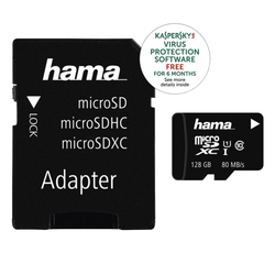 Hama microSDXC 128 GB Class 10 UHS-I 80 MB/s + Adapter/Mobile