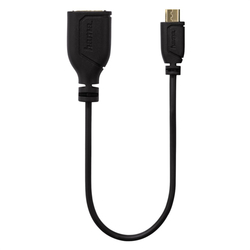 Hama micro USB OTG redukce Flexi-Slim, oboustranný konektor, 15 cm, černá