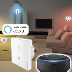 Hama SMART WiFi dotykový nástěnný vypínač, dvojitý, vestavný, bílý