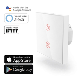 Hama SMART WiFi dotykový nástěnný vypínač, dvojitý, vestavný, bílý