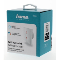 Hama SMART WiFi dotykový nástěnný vypínač, dvojitý, vestavný, bílý