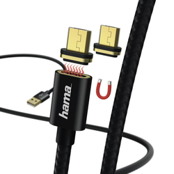 Hama micro USB kabel Magnetic, A vidlice - micro B vidlice magnetická, 1 m