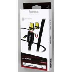 Hama micro USB kabel Magnetic, A vidlice - micro B vidlice magnetická, 1 m