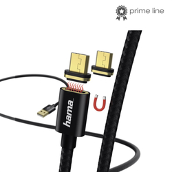 Hama micro USB kabel Magnetic, A vidlice - micro B vidlice magnetická, 1 m