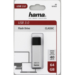 Hama FlashPen Classic, USB 3.0, 64 GB, 40 MB/s, strieborný