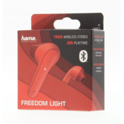 Hama Bluetooth sluchátka Freedom Light, pecky, nabíjecí pouzdro, červená