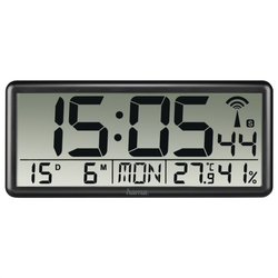 Hama Jumbo, digitální nástěnné hodiny, řízené rádiovým signálem, černé