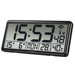 Hama Jumbo, digitální nástěnné hodiny, řízené rádiovým signálem, černé