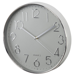 Hama Elegance nástěnné hodiny, průměr 30 cm, tichý chod, stříbrné/šedé