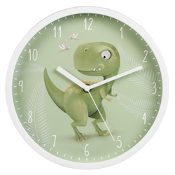 Hama Happy Dino, dětské nástěnné hodiny, průměr 25 cm, tichý chod