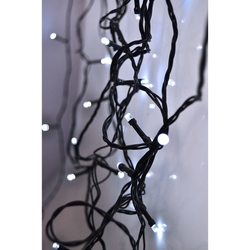 Solight LED venkovní vánoční řetěz, 50 LED, 5m, přívod 3m, 8 funkcí, časovač, IP44, studená bílá