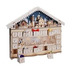 Solight LED adventní kalnedář - horská chata, 10x LED, 50x40cm, 2x AA