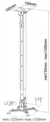 Reflecta TAPA stropní držák projektoru, dlouhý, 73-120 cm