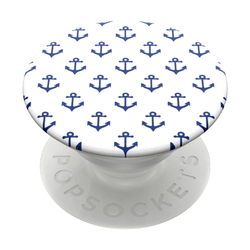 PopSockets PopGrip Gen.2, Anchors Away White, modré kotvičky na bílém podkladu