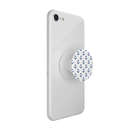 PopSockets PopGrip Gen.2, Anchors Away White, modré kotvičky na bílém podkladu