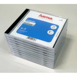 Hama CD Standard box, standardní obal na 1 CD/DVD, průhledný/černý, balení 10 ks (cena za balení)