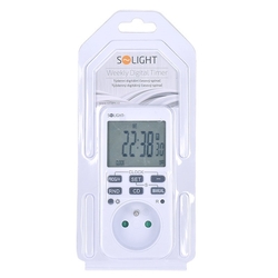Solight digitální týdenní časový spínač, 16 režimů, podsvícený velký LCD