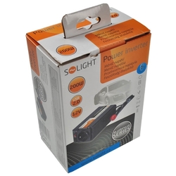 Solight invertor 12V, USB 500mA, kovový, černý, max. zatížení: 200W