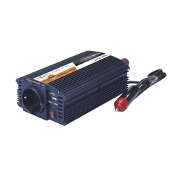 Invertor 12V, USB 500mA, kovový, černý, max. zatížení: 300W