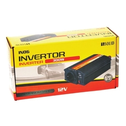 Solight invertor 12V, USB 500mA, kovový, černý, max. zatížení: 300W