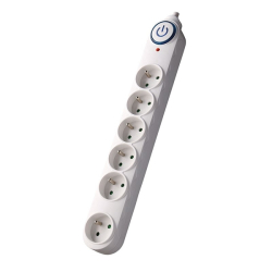 Solight přepěťová ochrana, 150J, 6 zásuvek, 3m, bílá