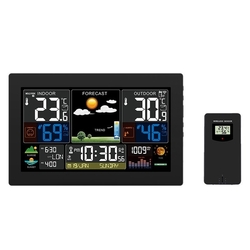 Solight meteostanice, extra velký barevný LCD, teplota, vlhkost, tlak, RCC, USb nabíjení, černá