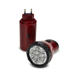 Solight nabíjecí LED svítilna, plug-in, Pb 800mAh, 9x LED, červenočerná