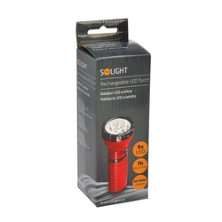 Solight nabíjecí LED svítilna, plug-in, Pb 800mAh, 9x LED, červenočerná