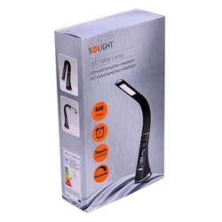 Solight LED stolní lampička s displayem, 6W, 4100K, kůže, hnědá