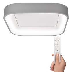 Solight LED stropní světlo čtvercové Treviso, 48W, 2880lm, stmívatelné, dálkové ovládání, šedá