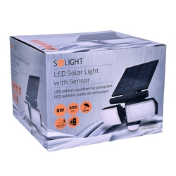 Solight LED solární osvětlení se senzorem, 8W, 600lm, Li-on, černá