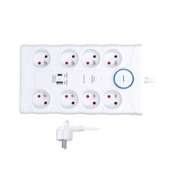 Solight přepěťová ochrana, 8z, USB A+C 3.4A, 2m, bílá