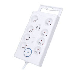 Solight přepěťová ochrana, 8z, USB A+C 3.4A, 2m, bílá