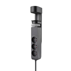 Solight 3z + USB A+C blok zásuvek na stůl, 2m, černý, USB 20W PD