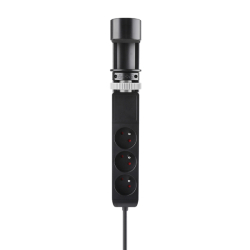 Solight 3z + USB A+C blok zásuvek na stůl, 2m, černý, USB 20W PD