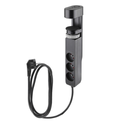 Solight 3z + USB A+C blok zásuvek na stůl, 2m, černý, USB 20W PD