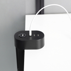 Solight 3z + USB A+C blok zásuvek na stůl, 2m, černý, USB 20W PD