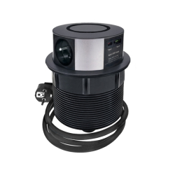 Solight 3z + USB A+C 20W PD, Wireless 10W, výsuvný blok zásuvek, 2m,  černý