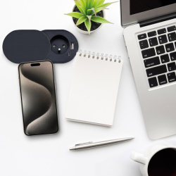 Solight 1z + USB A+C 20W PD vestavná zásuvka s posuvným víčkem, 2m, matná černá