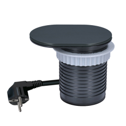 Solight 1z + USB A+C 20W PD vestavná zásuvka s posuvným víčkem, 2m, matná černá