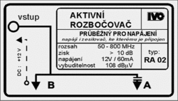IVO RA02 Aktivní širokopásmový rozbočovač linkový